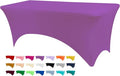 Table Covers for 8 Foot Tables, Purple Washable and Wrinkle Resistant Stretch Tablecloths Rectangle 8ft for Events, Wedding, Banquets, Parties