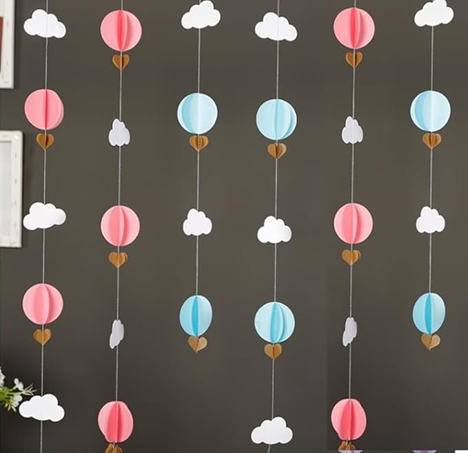 Pre-Strung Happy Birthday Banner and Decorations - Girls Toddler Birthday Decorations - 3D Garland with Pennant Banner Flags Pastel