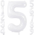 White Number Balloons 40 Inch Helium Mylar Number 5 Balloon for Birthday Party Anniversary Decoration (White, 5)