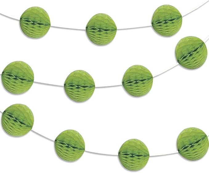 Lime Green Honeycomb Ball Garland - 7 ft. - Elegant Paper Decor - Ideal for Bridal Showers, Birthdays, & Christmas Parties (1 Pc.)