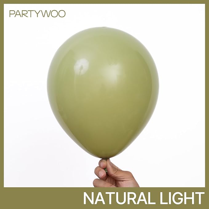 PartyWoo Sage Green Balloons 152pcs Different Sizes of 18 12 10 5 Inch Olive Boho Green Latex Balloon Arch Kit for Wedding Birthday Dinosaur Jungle Golf Football Theme Party Decorations Green-F11