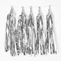 35cm Silver Paper Tassel DIY Hanging Paper Decorations Party Garland for Parties, Weddings, Festivals, Baby Showers - 20PCS