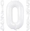 White Number Balloons 40 Inch Helium Mylar Number 0 Balloon for Birthday Party Anniversary Decoration (White, 0)