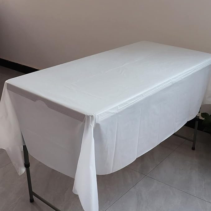 3 Pack White Disposable Tablecloth, 54" x 108" Plastic Table Covers, Decorative Rectangle Tablecloth for Parties, Events, Wedding, Inddors & Outdoors