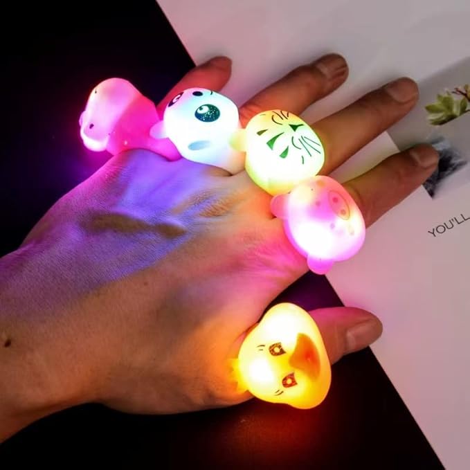 SOFLIY 18 Pcs LED Light Up Ring - Colorful Flashing Bumpy Rings Finger Toys Novelty Glow in the Dark Soft Jelly Blinking Rings Party Favors for Adults Kids Bachelorette Party Halloween Concert Gifts