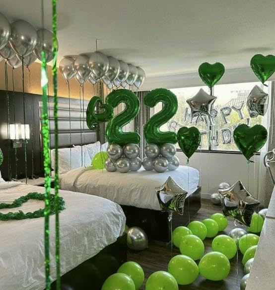 Green Number 7 Birthday Balloon 40 Inch, Digital Balloons for 7 17 27 70 77 Party Celebration Decorations Supplies, Mylar Foil Numbers Balloon for Seven Wedding Anniversary