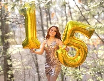 Large Gold 40 Inch Birthday Number 5 Balloon, Five 5th 15 25 35 50 55 Birthday Anniversary Celebration Decorations, Foil Mylar Helium Numbers 5 Balloons Girl Boy Party Supplies