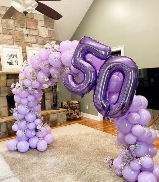 Purple 40 Inch Large Number 5 Birthday Balloon, Five 5th 15 25 35 50 55 Birthday Celebration Decorations, Foil 5 Mylar Helium Number 5 Balloons Girl Boy Anniversary Party Supplies