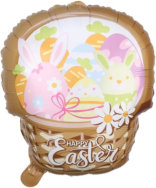 PageebO Easter Party Decorations,10pcs Standing Bunny Carrot Flower Basket Egg Pastel Garland Foil Balloons for outdoor Easter Decorations Baby Shower Fairy Birthday Decor Happy Easter Party Favors