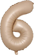 40 inch Caramel Cream Color Number Balloons 0-9 Large Digital Foil Helium Brown Beige Balloon Happy Birthday Party Decoration (40 inch Caramel 6)
