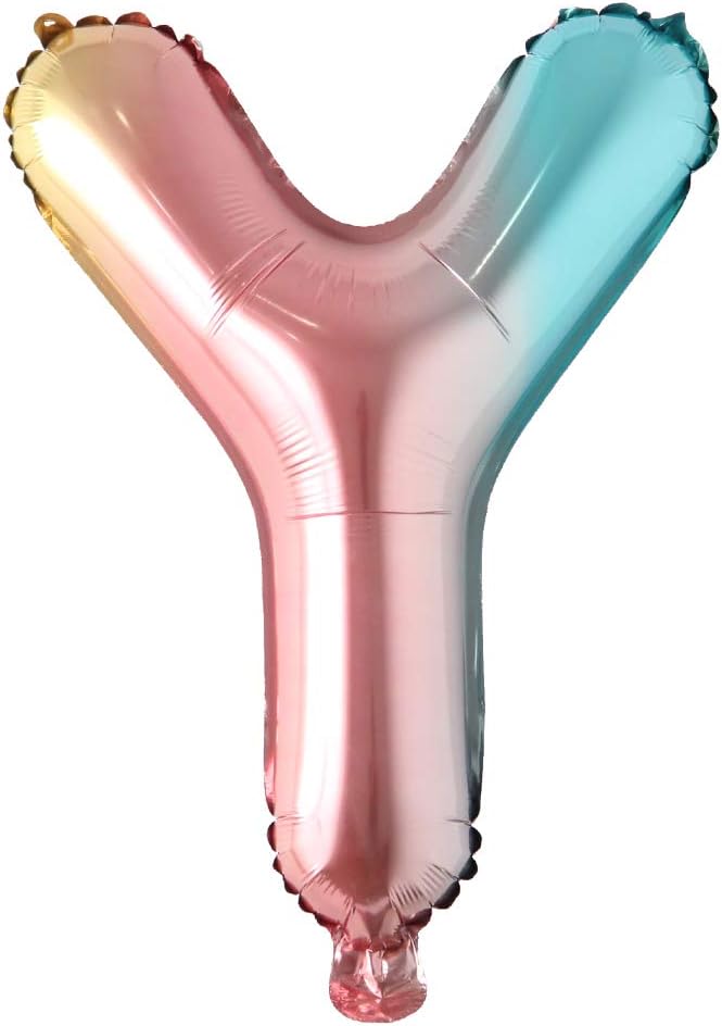 16 inch gradient rainbow Letter number balloons unicorn party foil balloon baby shower 1 birthday party decorations kids numbers Air ball (16 Inch Rainbow Y)