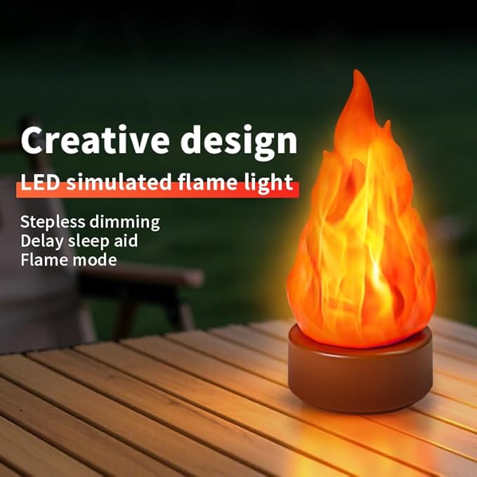 Rechargeable 3D Flame Light with 3 Modes: Long-Lasting, Flickering, and timed Realistic Flame Effects, Suitable for Indoor/Outdoor Halloween, Christmas, Camping, and Home Decoration