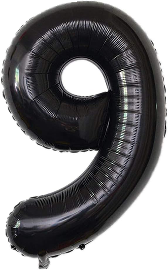 YPSelected 32 Inch Large Foil Helium Number Balloon Birthday Wedding Party 0-9 (Black, 9)
