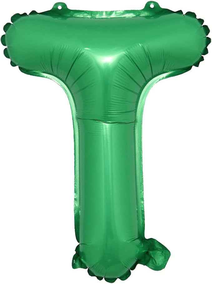 16 inch Green Alphabet Letter and Number Balloons Set Package, Aluminum Hanging Foil Film Banner Mylar Balloon for Birthday Party Decoration Custom Word (A-Z, 0-9) (16 inch Green T)