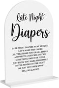 Baby in Bloom Shower Decorations, Baby Shower Sign, Newborn Gifts, Late Night Diapers Game Signs, Modern Calligraphy Arched Acrylic Table Top Signs With Stand for Birthday Party Decorations (White)