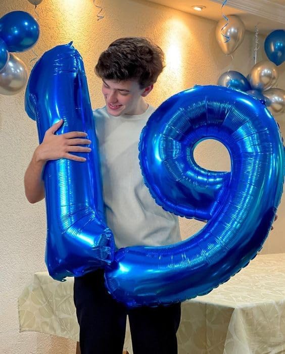 Metallic Blue Number 4 Balloon 40 Inch, 4 Balloon Number, 4th Birthday Decorations, Navy Blue Party Supplies for Boys Girls