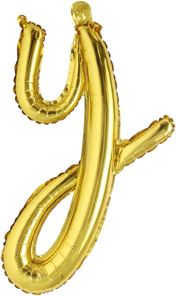 18 inch Gold DIY a-z Handwriting lowercase letters name Foil balloon Letter character birthday Wedding party decoration Balloon (18 inch Gold y)