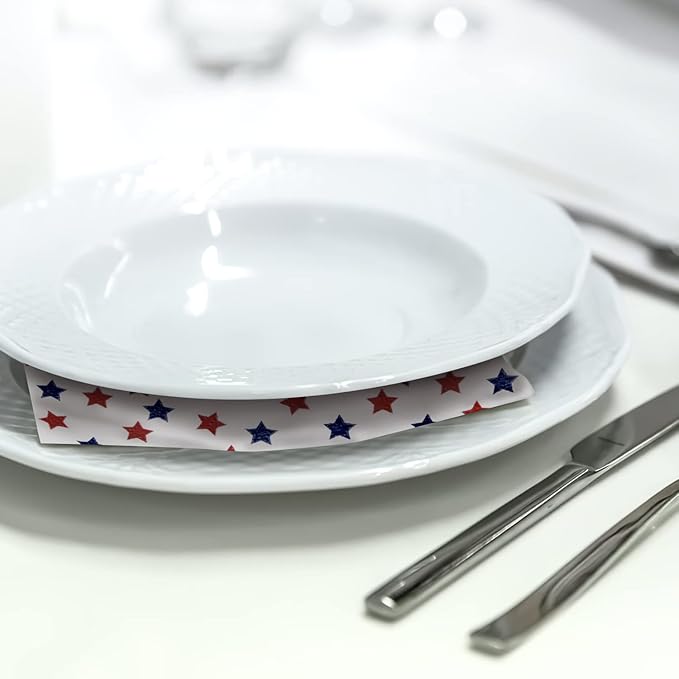 Patriotic Party Supplies 4th of JULY paper napkins 60Count 6.5 x 6.5 inch Americana Stars Cocktail Napkins for USA Themed Parties,Veterans Day Election Day 4th of July Independence Day Decorations