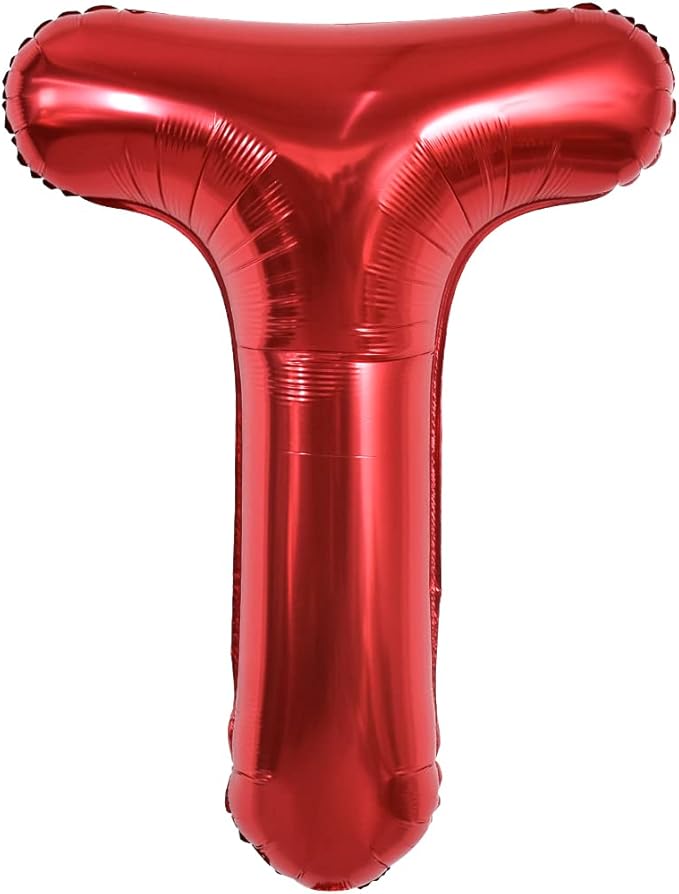 TONIFUL 40 Inch Large Bright Red Letter Balloons A-Z, Giant Jumbo Helium Foil Mylar Big Letter T Balloons for Birthday Party Anniversary Wedding Decorations