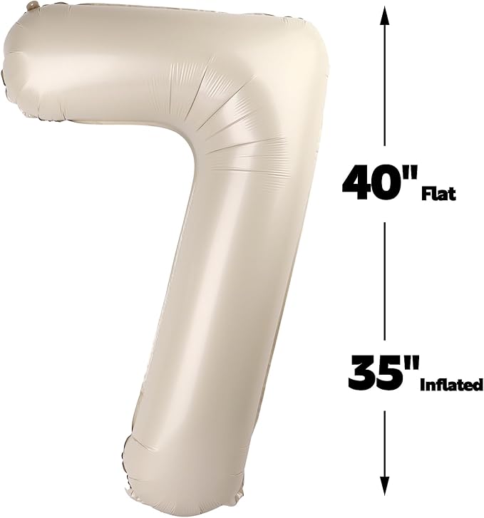 Cream White Number 17 71 Birthday Balloon 40 Inch, Digital Balloons for 17 71 Party Celebration Decorations Supplies, Mylar Foil Numbers Balloon for 17 71 Wedding Anniversary