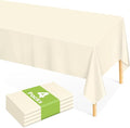 Mulbozy Cream Plastic Table Cloth Disposable 4 Pack, 54 × 108 Inch Tablecloths Rectangle, Ivory Plastic Table Cover for Party Decor