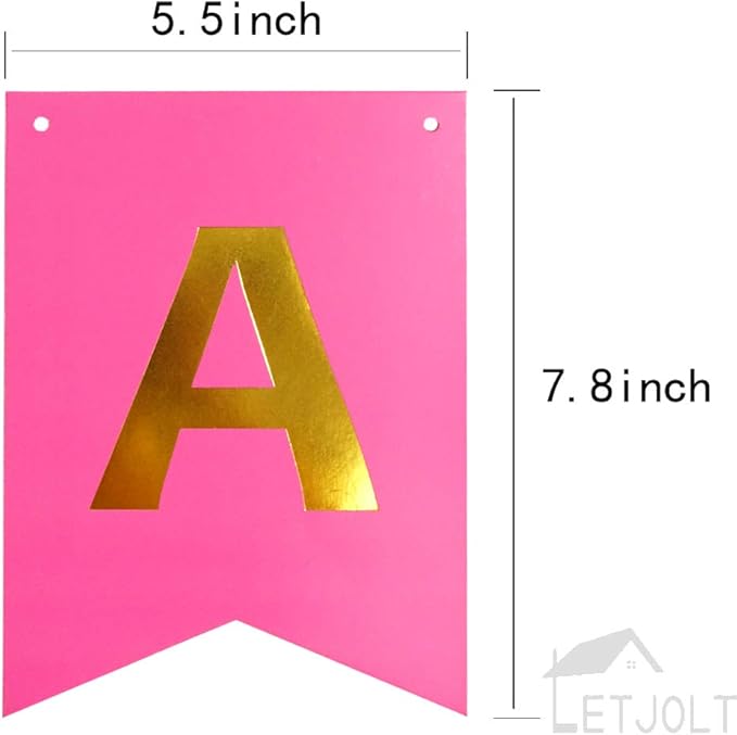 Roseo Pink Happy Birthday Banner Signs Golden Sparkle Funny Birthday Party Supplies for Girls Party Decorations Nursery Decorations 13 Pieces