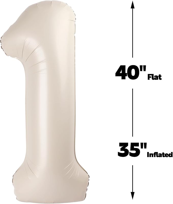 40 Inch Cream White Large Number 14 41 Birthday Balloon, Giant Number 14 41 Balloons, Foil Mylar Big Balloons for Anniversary Graduation Supplies Decorations