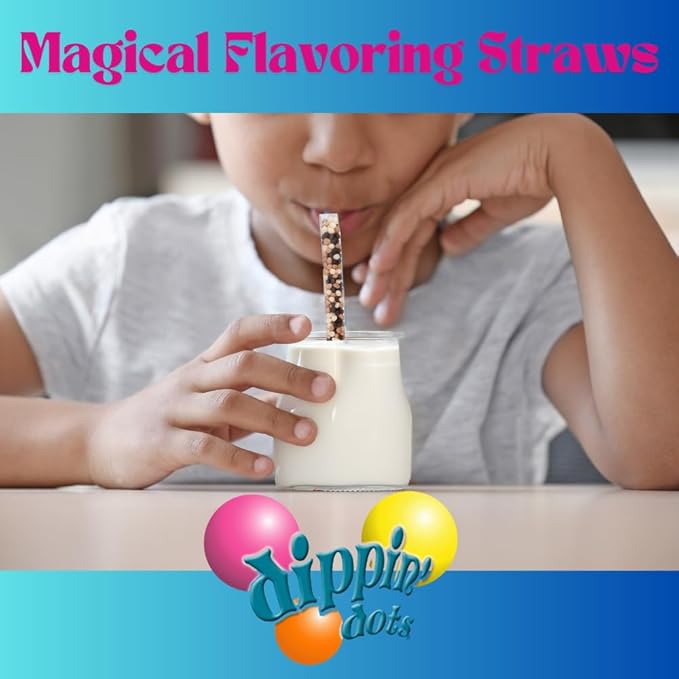 Dippin’ Dots Magically Flavored Milk Straws, Cotton Candy, Cookies 'n Cream, and Banana Split, 6-Pack Party Bundle (30 Count) | Fun Magic Straws for Kids, Drinks & Cereal | | Sweet Party Treats & Favors