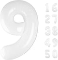 40 Inch White 9 Balloon Translucent Number Balloons 9th Giant Birthday Decorations for Boys Girls,19th 29th White Birthday Wedding Party Decorations Supplies