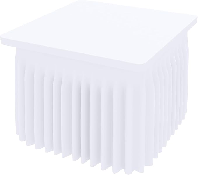 Smiry Spandex Tablecloth, Elastic Fitted Stretch Tablecloth for 3FT Rectangle Tables, Waterproof Washable Table Cover Skirt for Outdoor, Wedding, Banquet & Parties (White, 36Lx36Wx30H Inch)