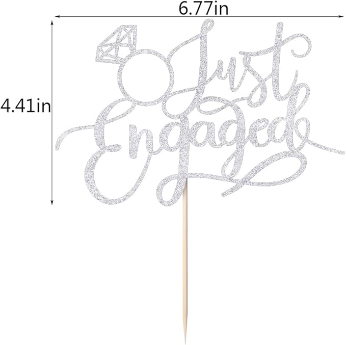 Just Engaged Cake Topper for Engagement Party Decorations, Engaged Ring Sign,We're Engaged Cake Toppers (silver)