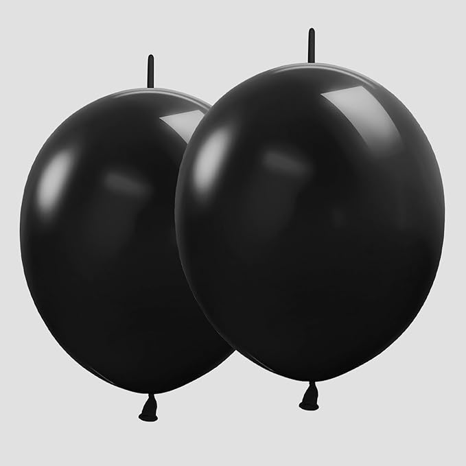 Link Balloons 6 Inch - 100 Pcs Quick Link Balloon Latex Linking Balloons Connected Linkable Balloon Birthday Wedding Party Decorations(Black)