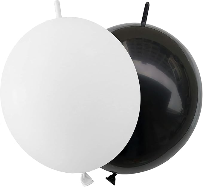 IN-JOOYAA 6 Inch Latex Link Balloons 100 Pcs Quick Link Balloon for Party Decoration(Black and White)