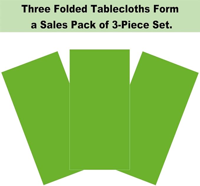 Plastic Lime Green Tablecloths 3 Pack Emerald Green Disposable Table Covers 54" x 108" Sage Green Table Cloths for Jungle Safari Dino Parties Birthdays Weddings, Fits 6 to 8 Foot Rectangle Tables