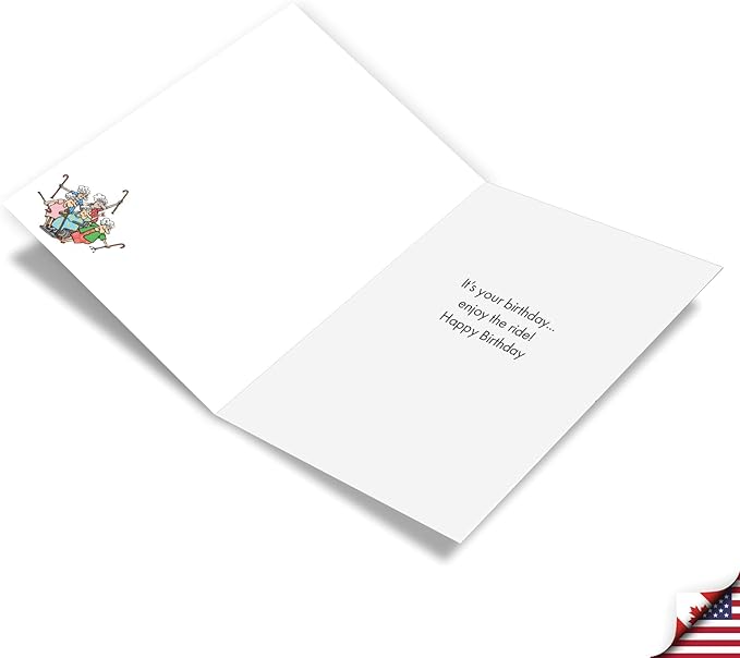 NobleWorks - 1 Funny Birthday Greeting Card w/ 5 x 7 Envelope For Women, Senior, Her - Bday Joyriding C8708BDG