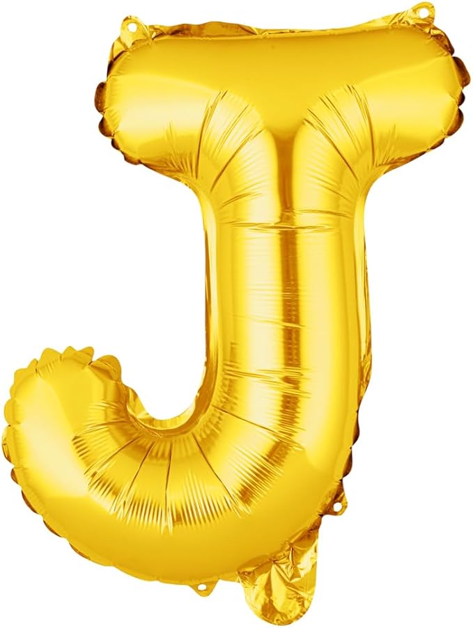 Restaurantware-Balloonify 16 Inch Letter Balloon, 1 Alphabet Party Balloon - Letter J, Self-Sealing, Gold Foil Mylar Finish, Hanging Loop, Decoration For Birthday, Wedding, Or Graduation