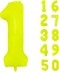 Fluorescent Yellow Number Balloon 40 inch Giant Foil Helium Balloons Yellow Number 1 Balloon for 1st Birthday Party Decorations