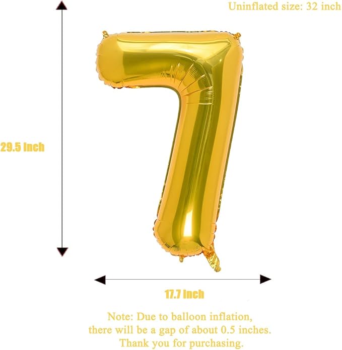 32 Inch Gold Number 7 Balloons Foil Ballon Digital Birthday Party Decoration Supplies (Gold Number 7 Balloon)
