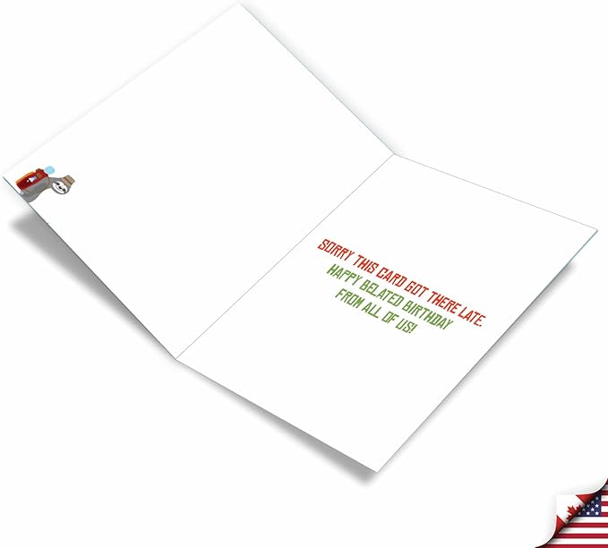 NobleWorks Oversize Humorous Belated Birthday Paper Card From Us 8.5 x 11 Inch with Envelope (1 Pack) Large Jumbo Sloth Hiking J7234BEG-US
