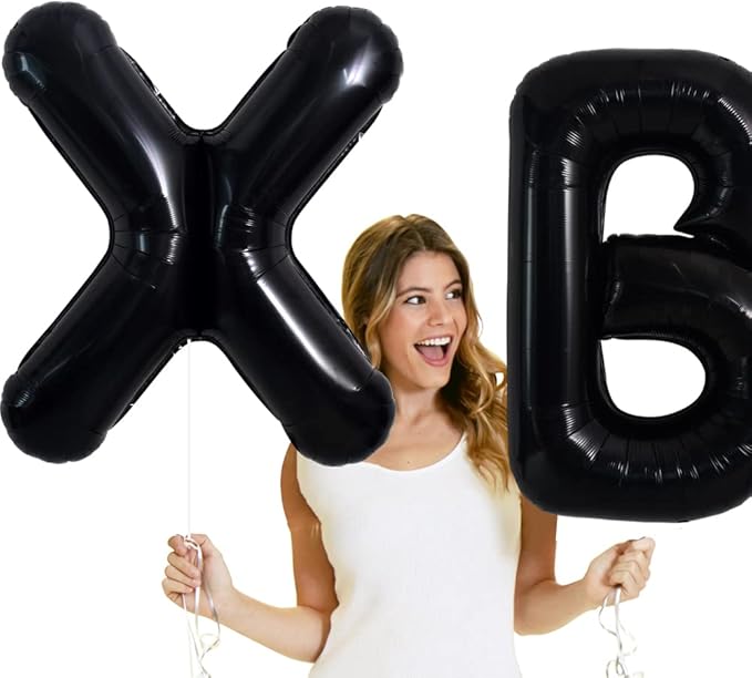 TONIFUL 40 Inch Large Black X Letter Balloon - Jumbo Helium Foil Mylar Big Alphabet for 2026 New Year Eve Graduation Wedding Baby Shower Birthday Party Anniversary Supplies Decorations