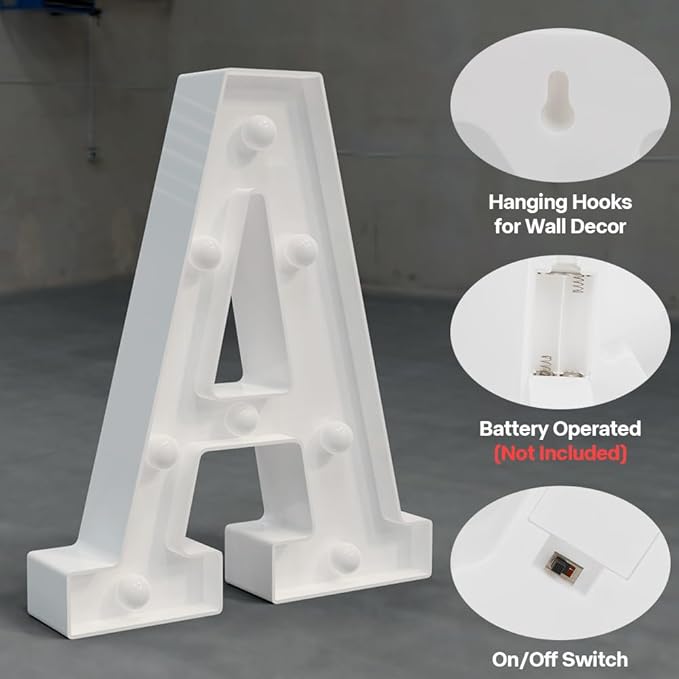 Light up Letters Marquee Letters, LED Alphabet Lights Sign - White Plastic White Wedding Engagement Party Baby Shower Birthday 'Marry Me'