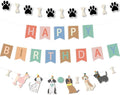Dog Theme Happy Birthday Banner with Cute Paw Banner,Dog Sign for Party Birthday Party Decorations