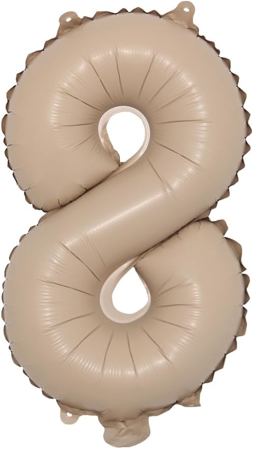16 inch Caramel Foil Letter Alphabet number Balloon Happy Birthday Party Balloons Wedding Decoration Kids Toys Baby Shower Air Balloon (16 inch Caramel 8)