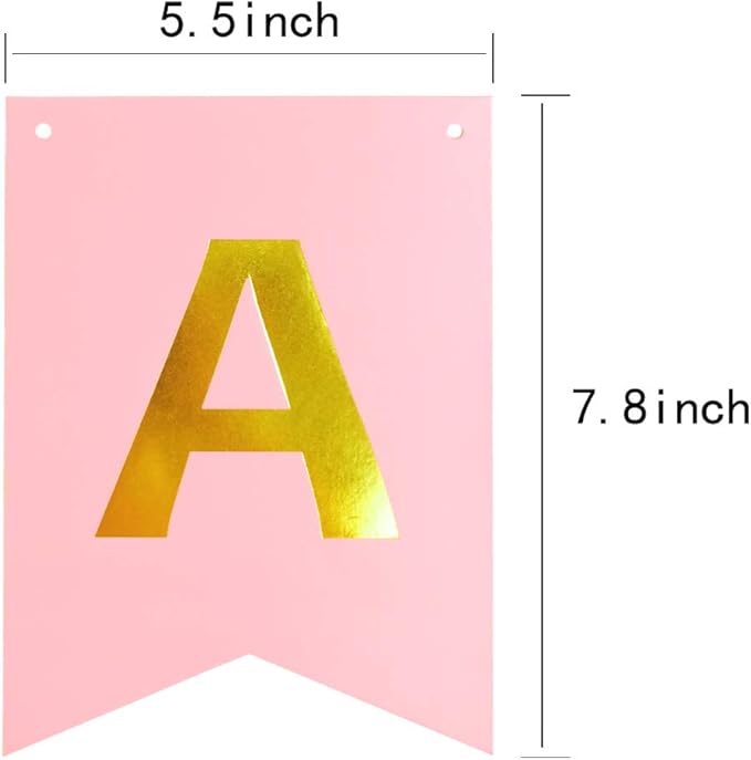 Pink Happy Birthday Banner Party Signs Golden Sparkle Funny Bunting Supplies Garland for Girls Party Decorations Nursery Hanging 13 Pieces