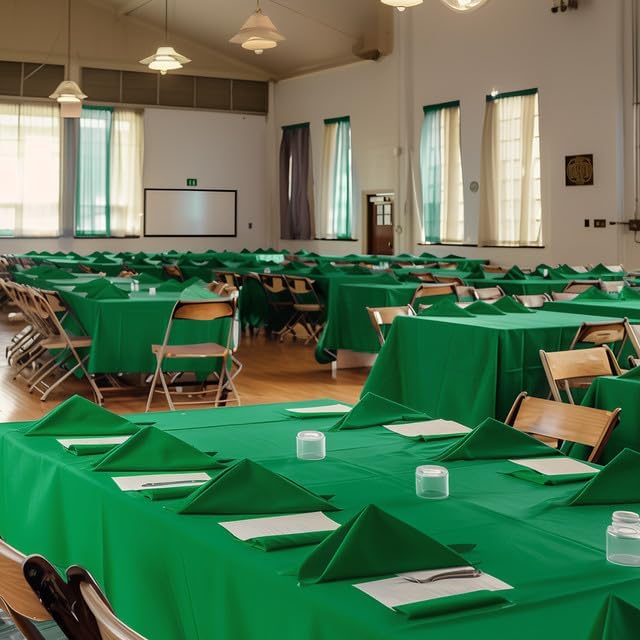Green Plastic Table Cloth - 4 Pack 54" × 108" Rectangle Disposable Tablecloths for 6FT Tables, Table Cover for St Patricks Day, Party, Holiday & Gathering Use