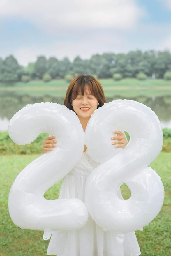 8 Balloon Numbers, 40 Inch White 8 Birthday Decoration for Women And Men, Balloons Decoration for Happy 8 18 28 80 Birthday, Wedding Anniversary, New Year, Party Decoration