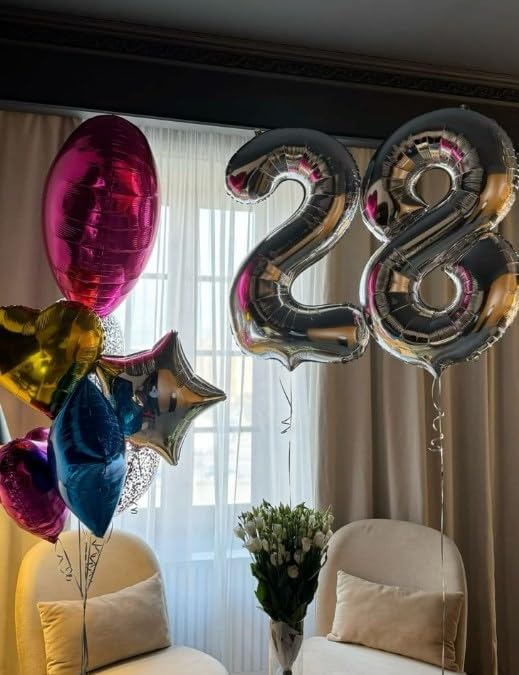 40 Inch Big Silver 29 Balloon Number, Jumbo Giant Happy 29 92 Birthday Party Decorations, Large 29 Mylar Foil Anniversary Birthday Party Engagement Decorations