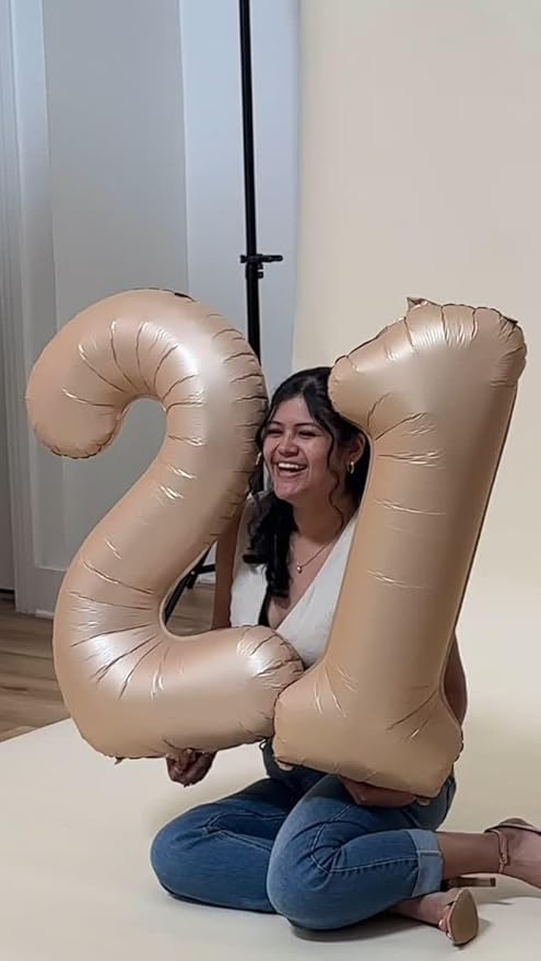 Light Brown Number 8 Balloon 40 Inch, 8 Balloon Number, 8th Birthday Decorations, Light Brown Party Supplies for Boys Girls
