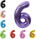 40 Inch Large Foil Helium Number Balloon Birthday Wedding Party 0-9 (Purple, 6)