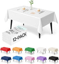 Craft And Party 12-Pack White Plastic Tablecloths – 54 x 108 Inch Disposable Table Covers for Rectangle Tables, Heavy Duty & Waterproof for Parties, Events, Banquets Plastic Table Cover, White